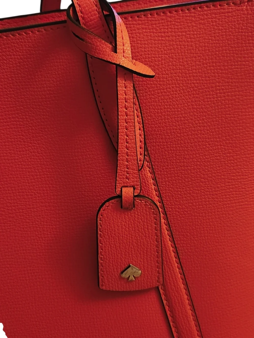 Kate Spade Cara Large Tote Orange Coral Saffiano Leather Preppy Chic Work Bag